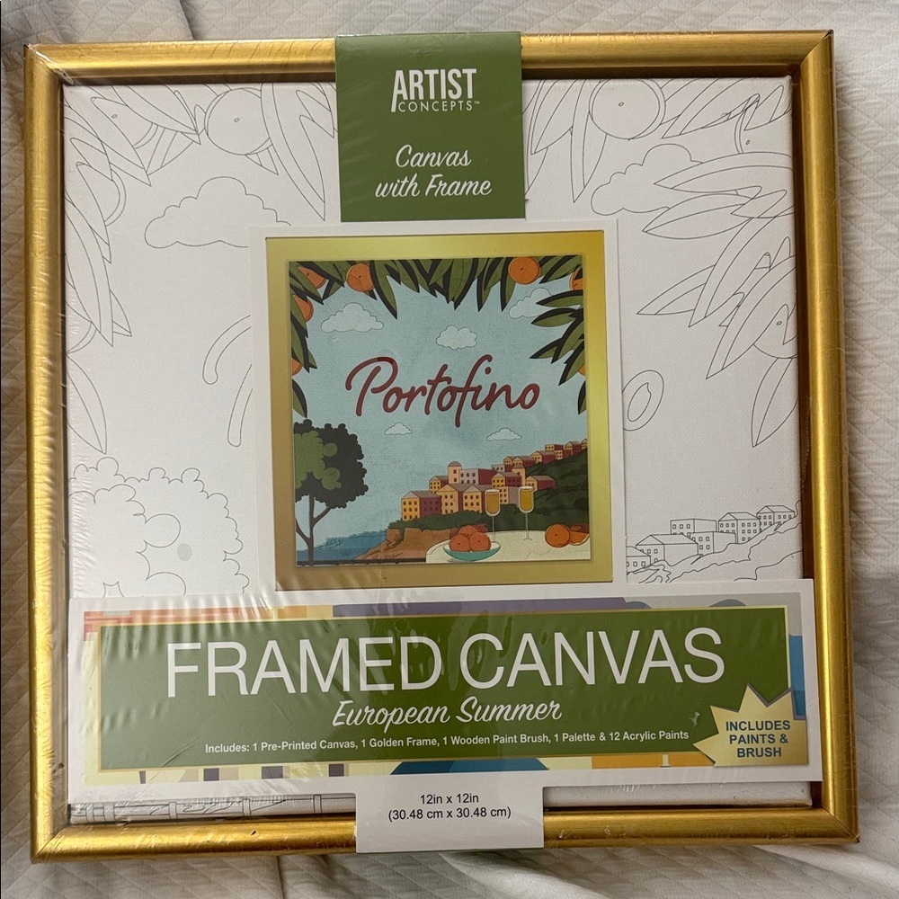 Artist Concepts Framed European Summer Canvas you paint w brush and paints New!